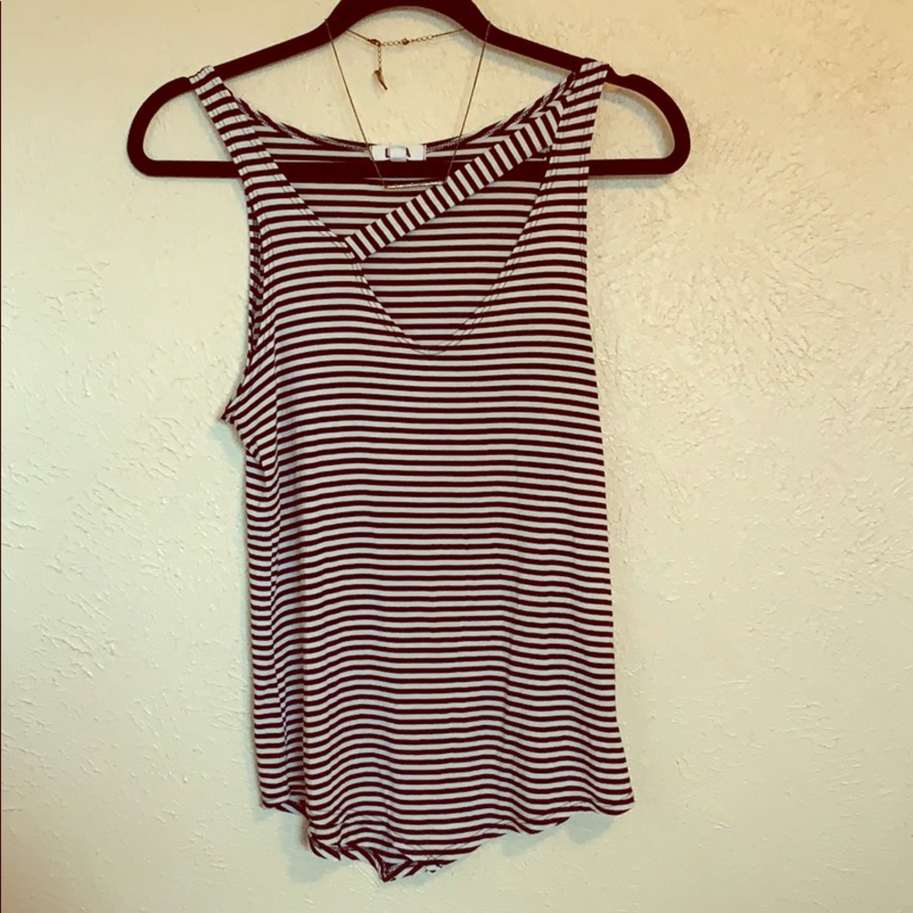 LNA black and white stripe cut out tank top EUC